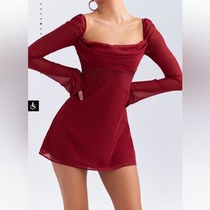 Mistress Rocks Deep Red Crystal Embellished Mini Dress
